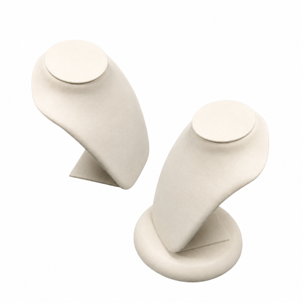 NF2001 and NF2003 mini necklace neckforms featuring magnetic removable and raised base options for displaying small pendants and delicate chains.